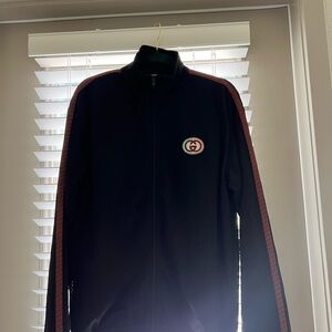 Men's Black Sweater with Red Accents